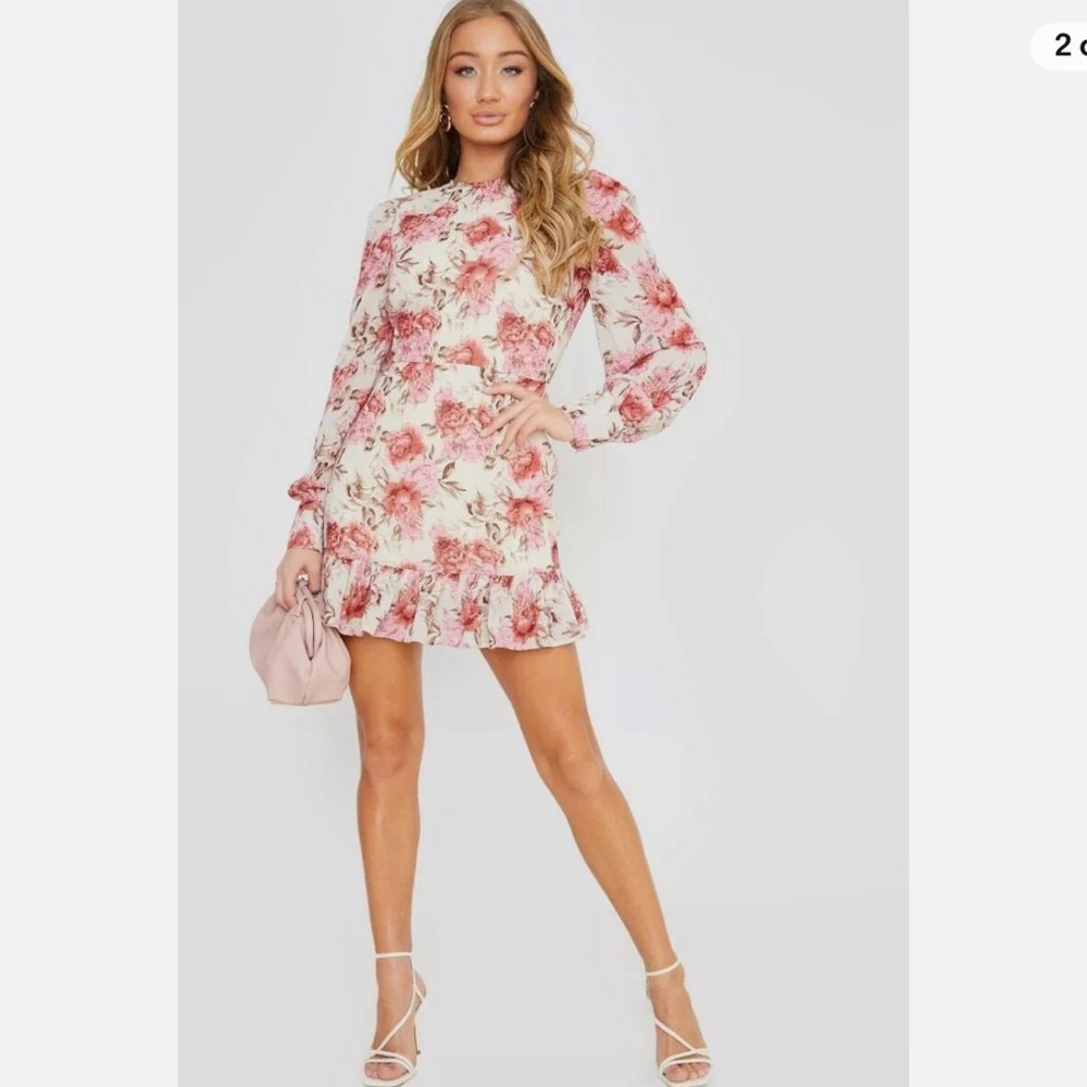 In The Style Long Sleeve Floral Dress